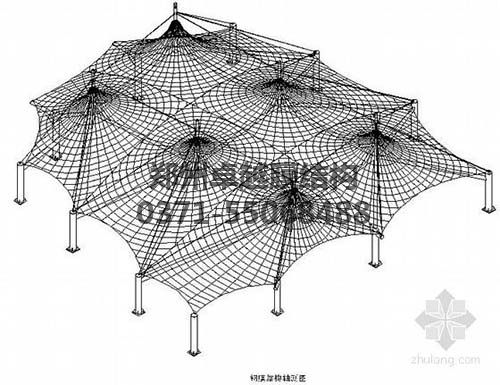 設(shè)計(jì)圖中可以看出索膜結(jié)構(gòu)一般由膜材、索結(jié)構(gòu)、支架結(jié)構(gòu)三部分組成