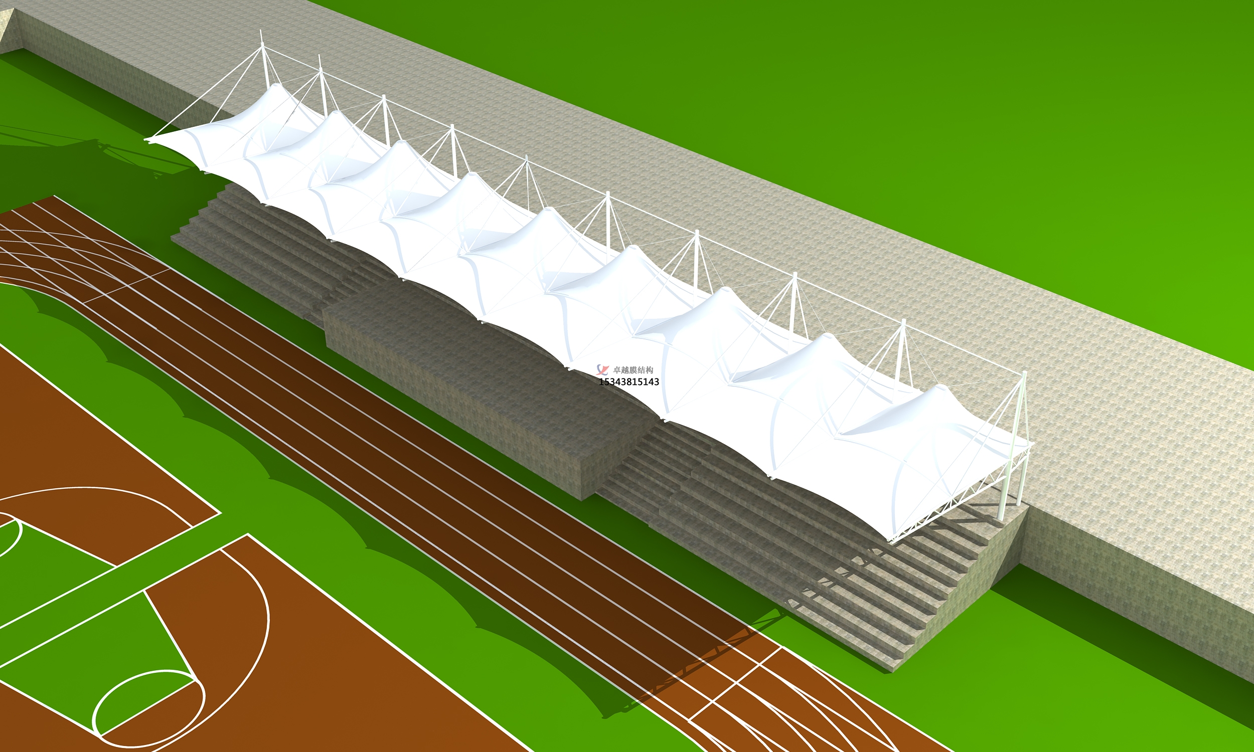 靈石體育公園膜結(jié)構(gòu)【看臺(tái)雨棚】門球場案例