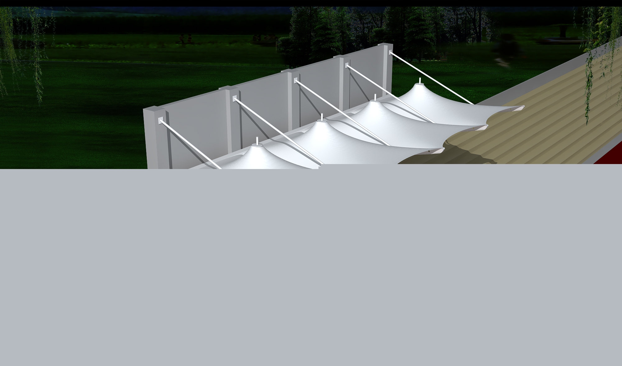 甘泉體育公園膜結(jié)構(gòu)【看臺雨棚】門球場案例